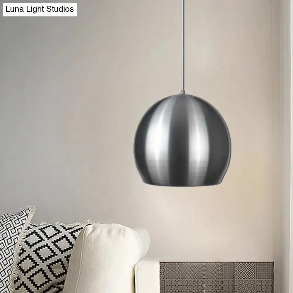 Modern Satin Nickel Dome Pendant Light Fixture with Pierced Design