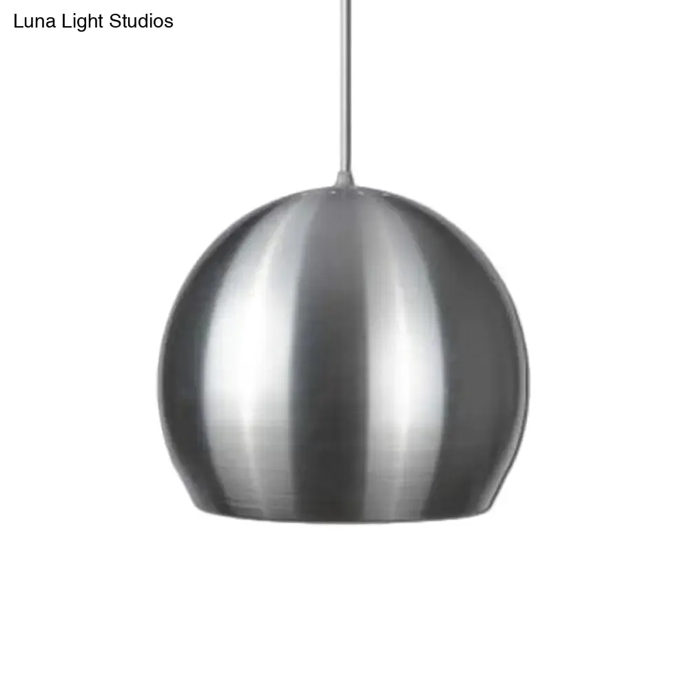 Modern Satin Nickel Dome Pendant Light Fixture with Pierced Design