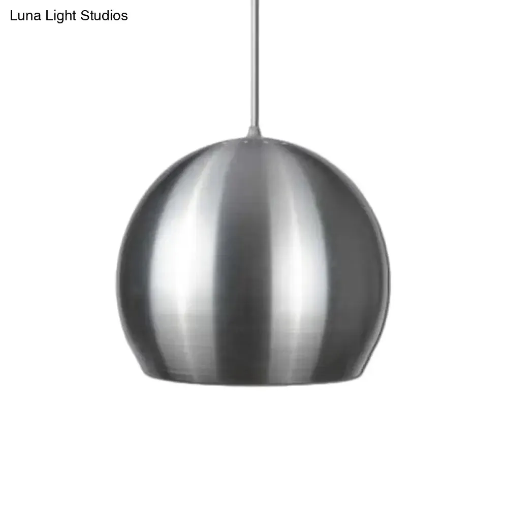 Modern Satin Nickel Dome Pendant Light Fixture with Pierced Design