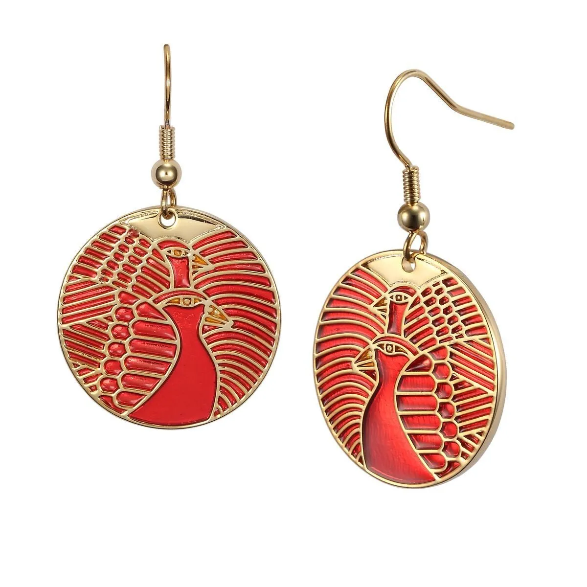 Moon Doves Earrings - Red