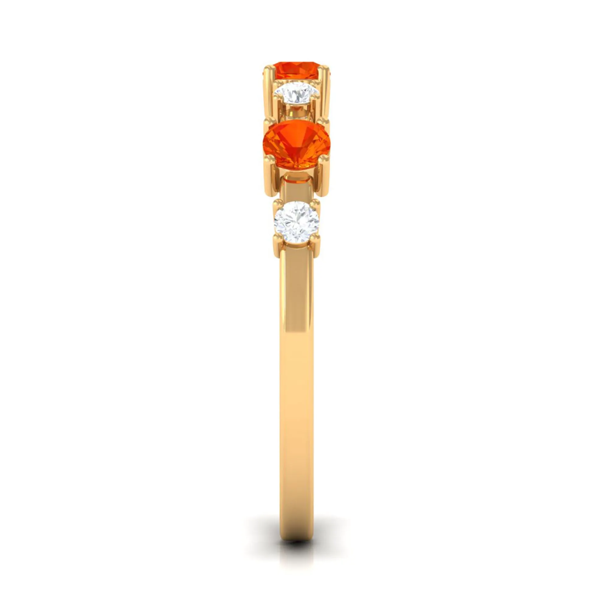 Orange Sapphire and Diamond Eternity Anniversary Band Ring