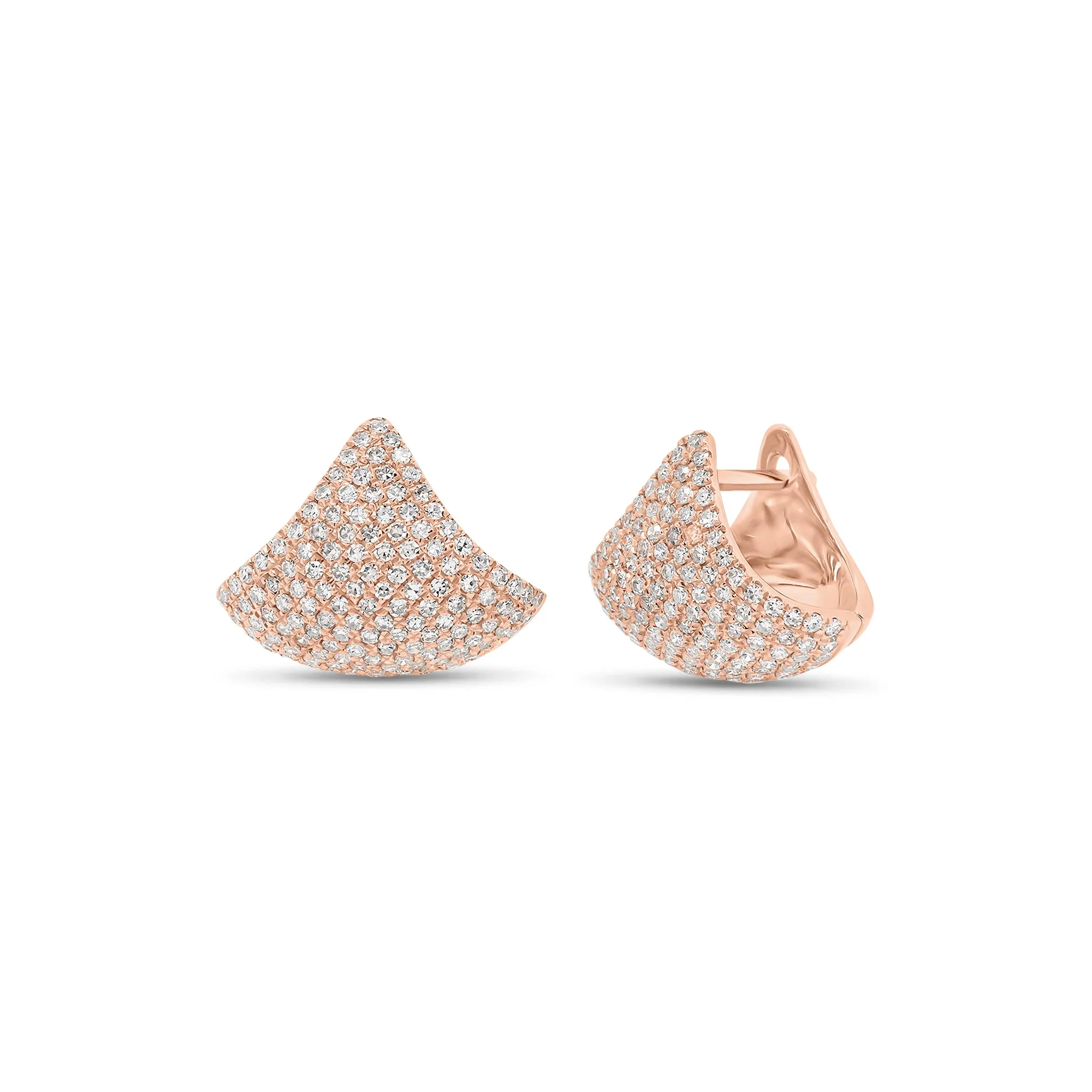 Pave Diamond Fan Huggie Earrings