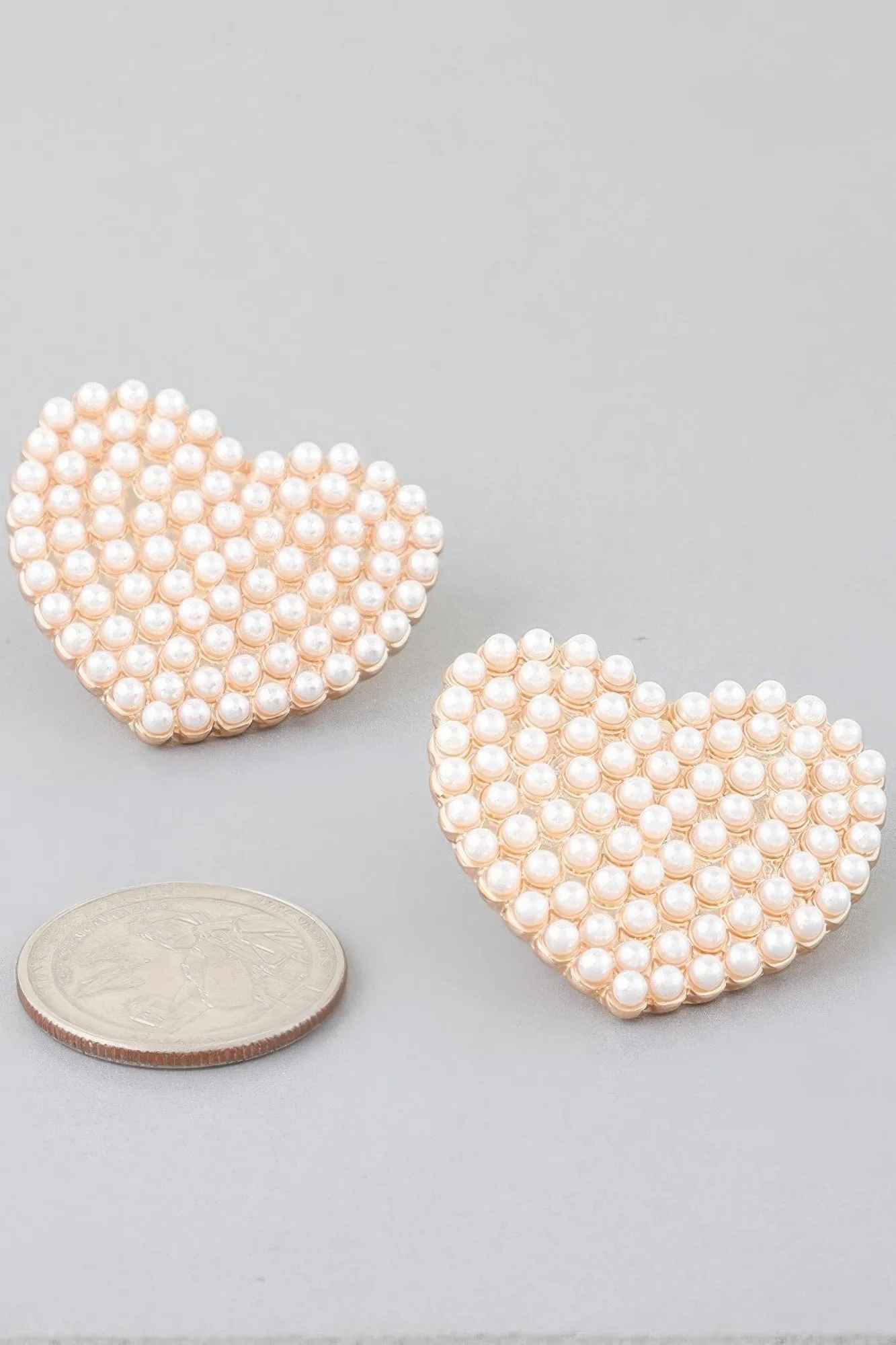 Pearled Heart Stud Earrings