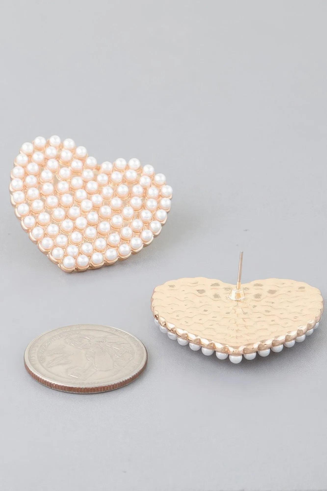 Pearled Heart Stud Earrings