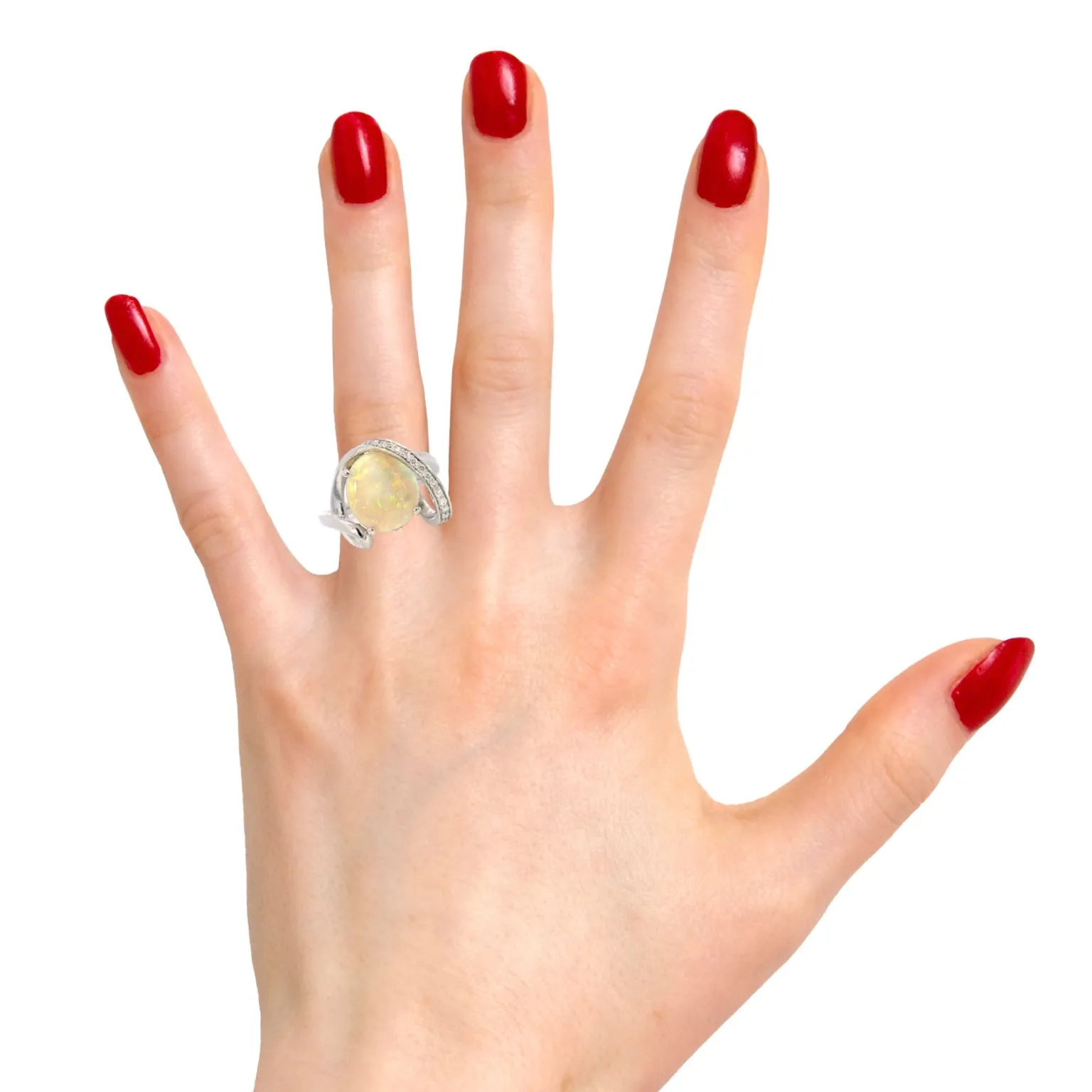 Platinum White Opal 2.08ct and Diamond ring