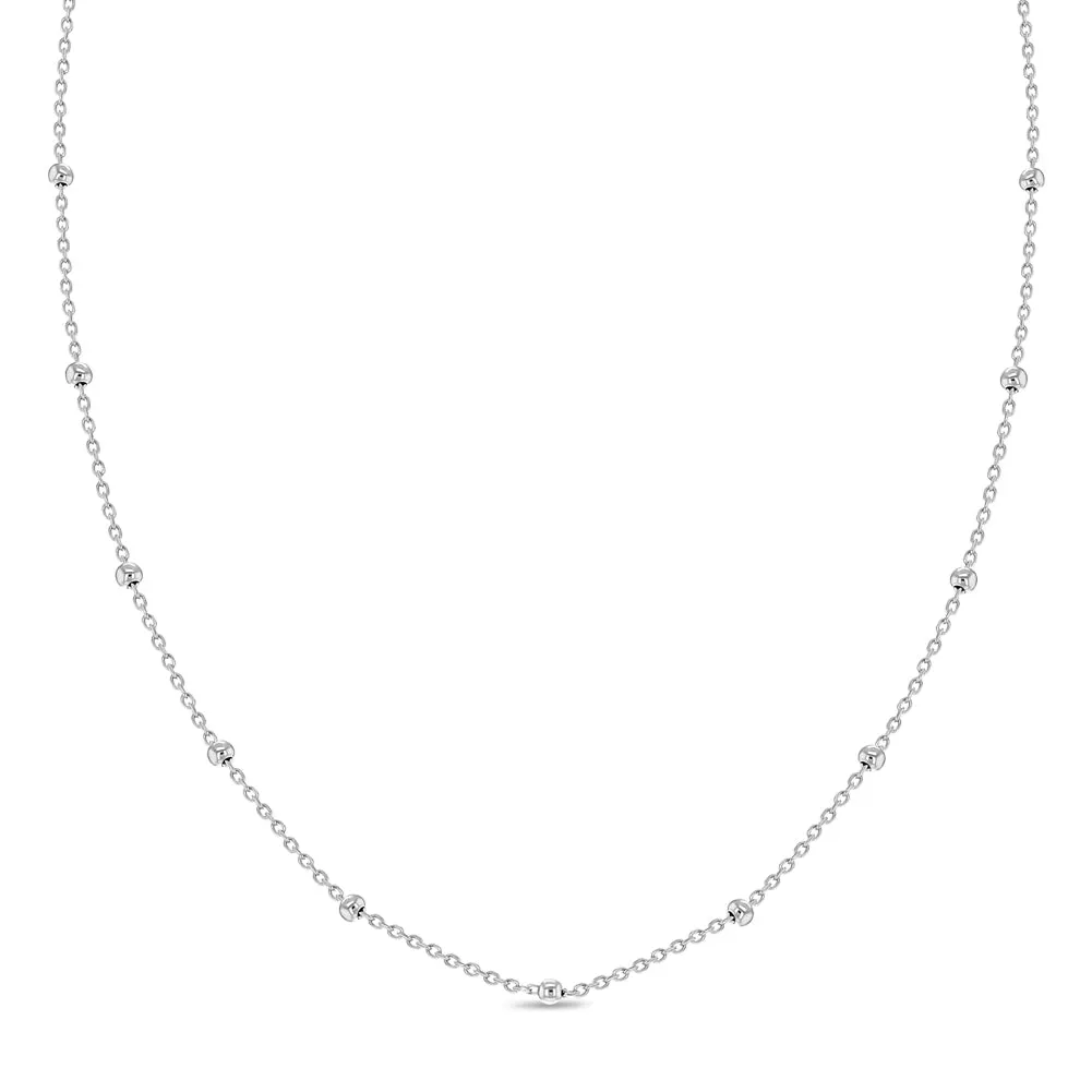 Polished Satellite Chain 14" Kids / Children's / Girls Chain - Sterling Silver