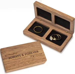 Prazoli Ring Box for Wedding Ceremony - Wooden Ring Bearer Box Wedding Accessories, Double Ring Boxes for Two Rings Case, Rustic Keepsake Wedding Ring Holder, Small His and Hers Ring Box For Couple
