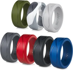 Rinfit Silicone Rings for Women 6mm Wide, 2mm Thick and Men 9mm Wide, 2.2mm Thick - Rubber Wedding Bands - 4Love Collection Patented Design