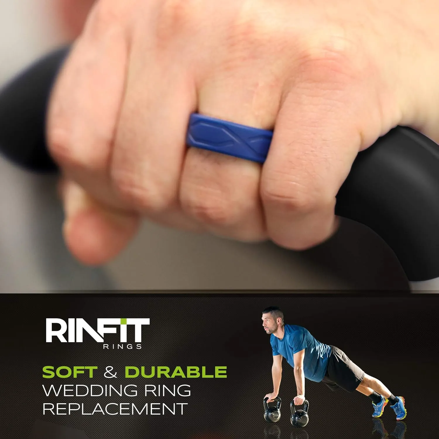 Rinfit Silicone Rings for Women 6mm Wide, 2mm Thick and Men 9mm Wide, 2.2mm Thick - Rubber Wedding Bands - 4Love Collection Patented Design