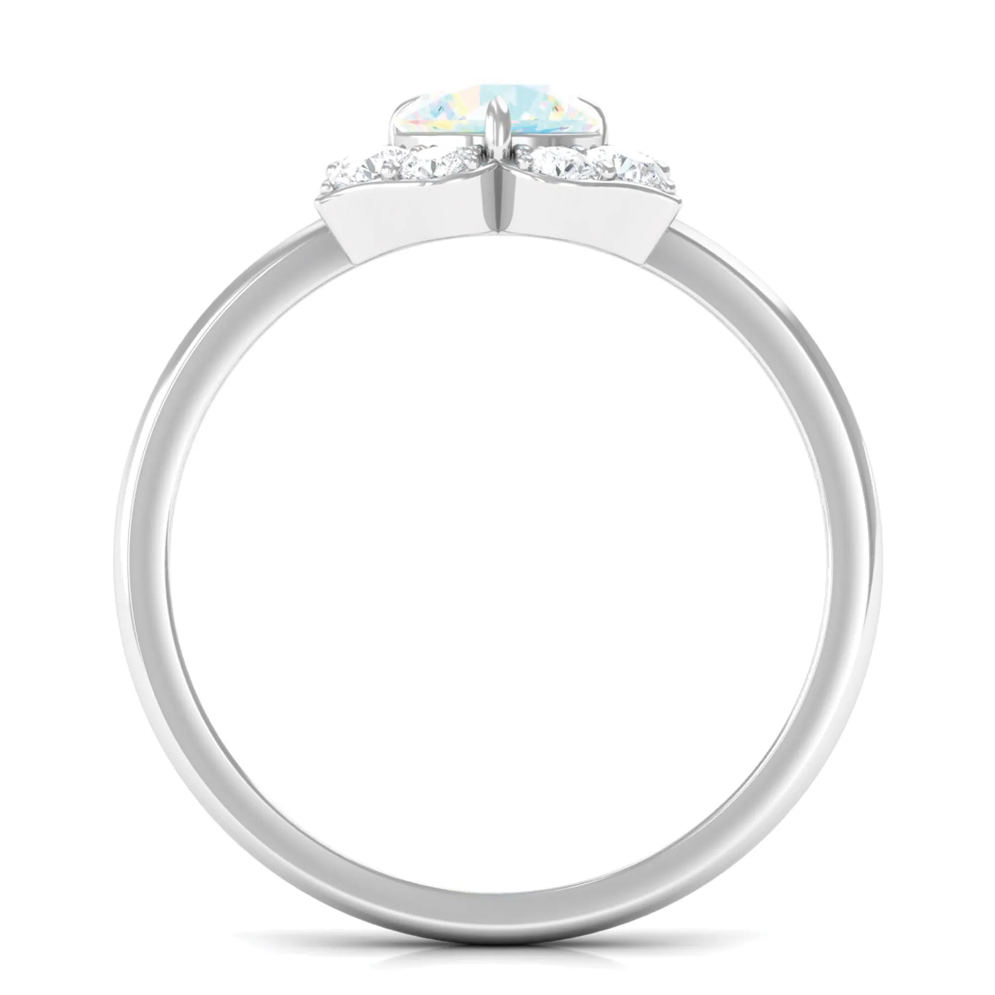 Round Ethiopian Opal Flower Engagement Ring with Diamond