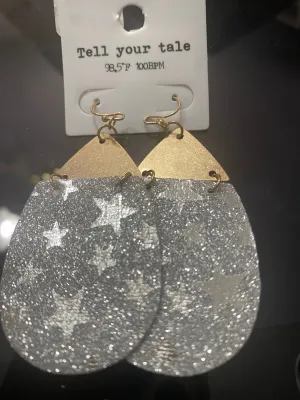 Silver Star Glitter Earrings