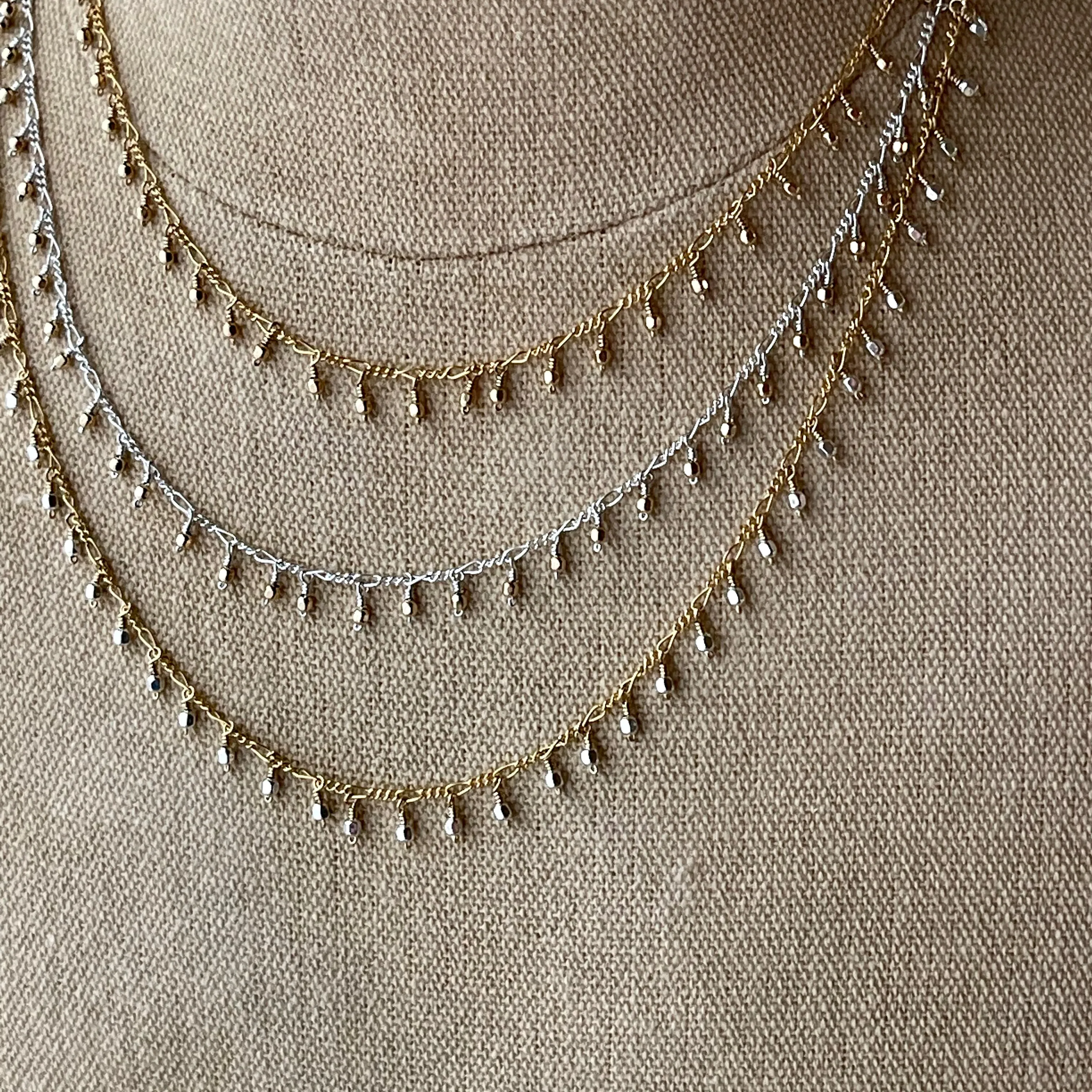 Sterling Silver & 18K Gold-filled Bead Necklaces 16”