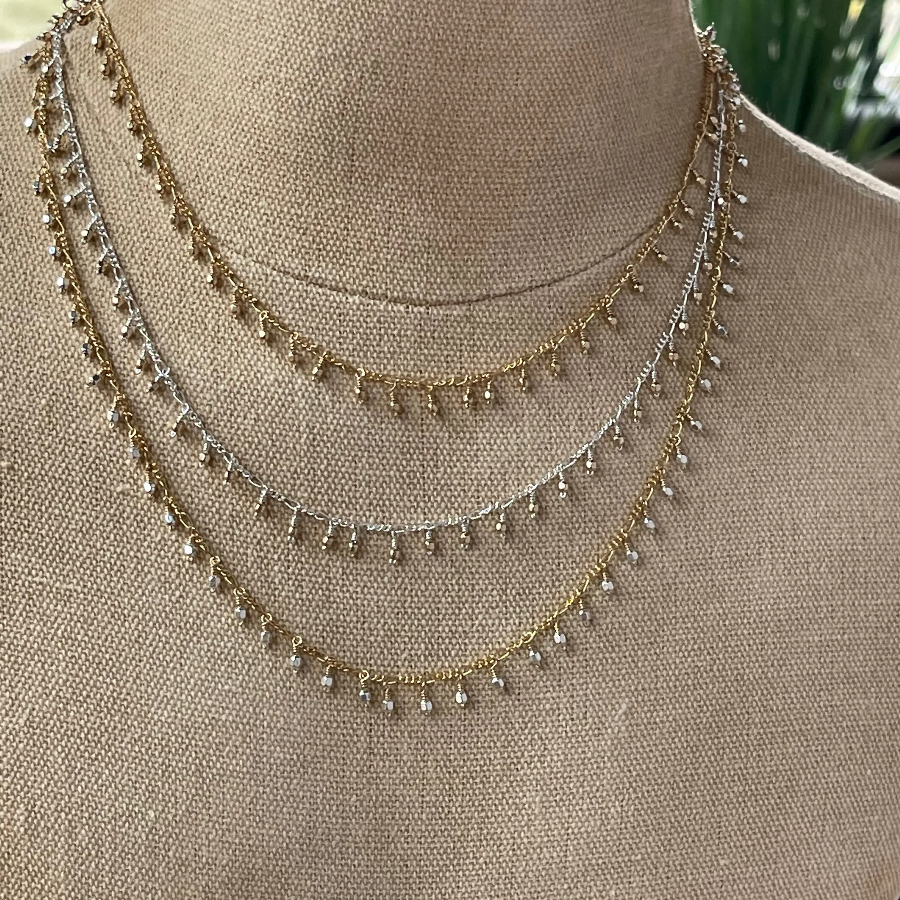 Sterling Silver & 18K Gold-filled Bead Necklaces 16”