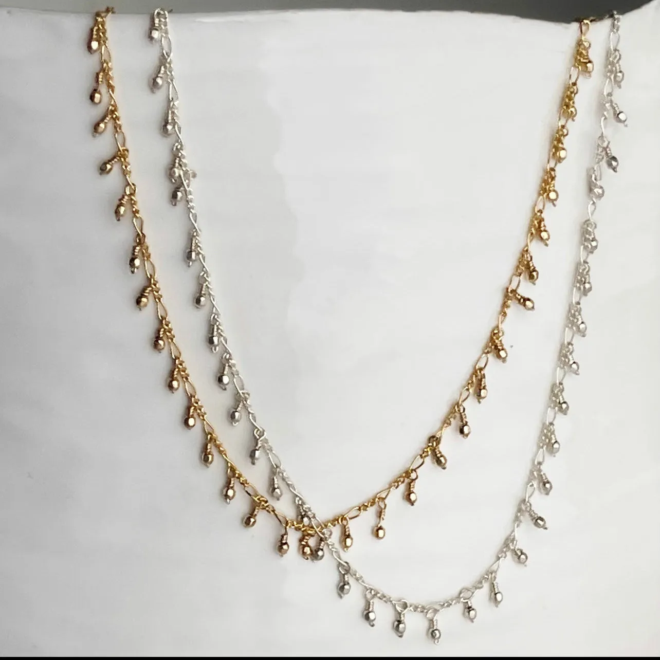 Sterling Silver & 18K Gold-filled Bead Necklaces 16”