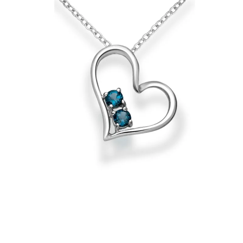 Sterling Silver London Blue Topaz La Preciada Heart Pendant