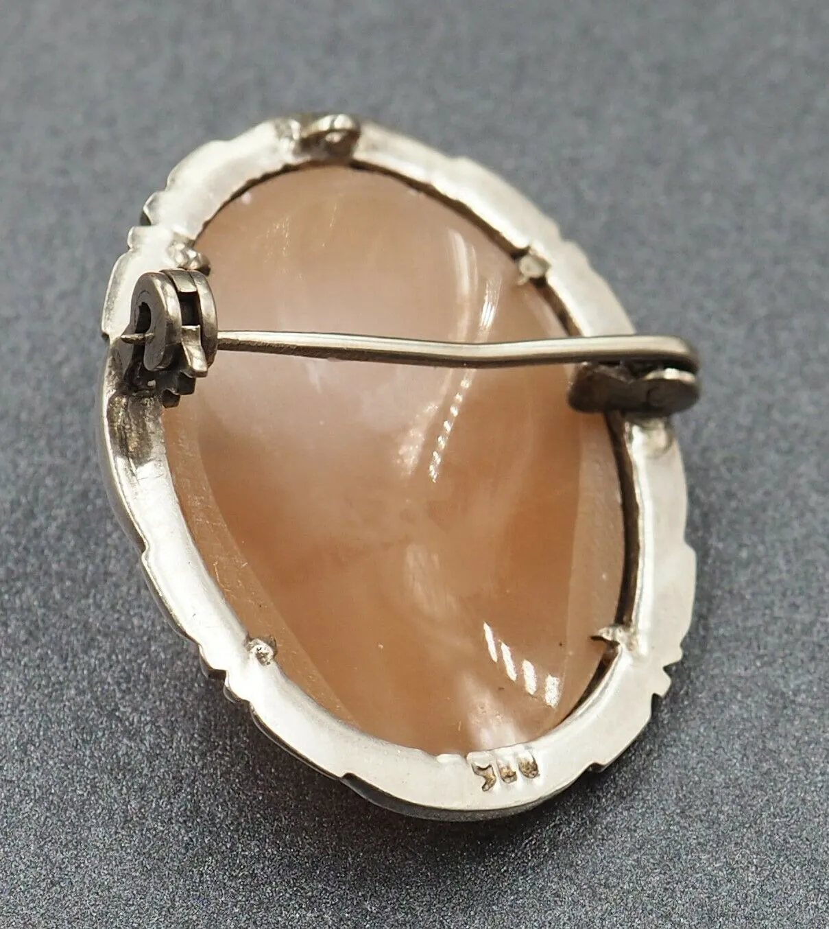 Sterling Silver Marcasite & Shell Cameo Brooch
