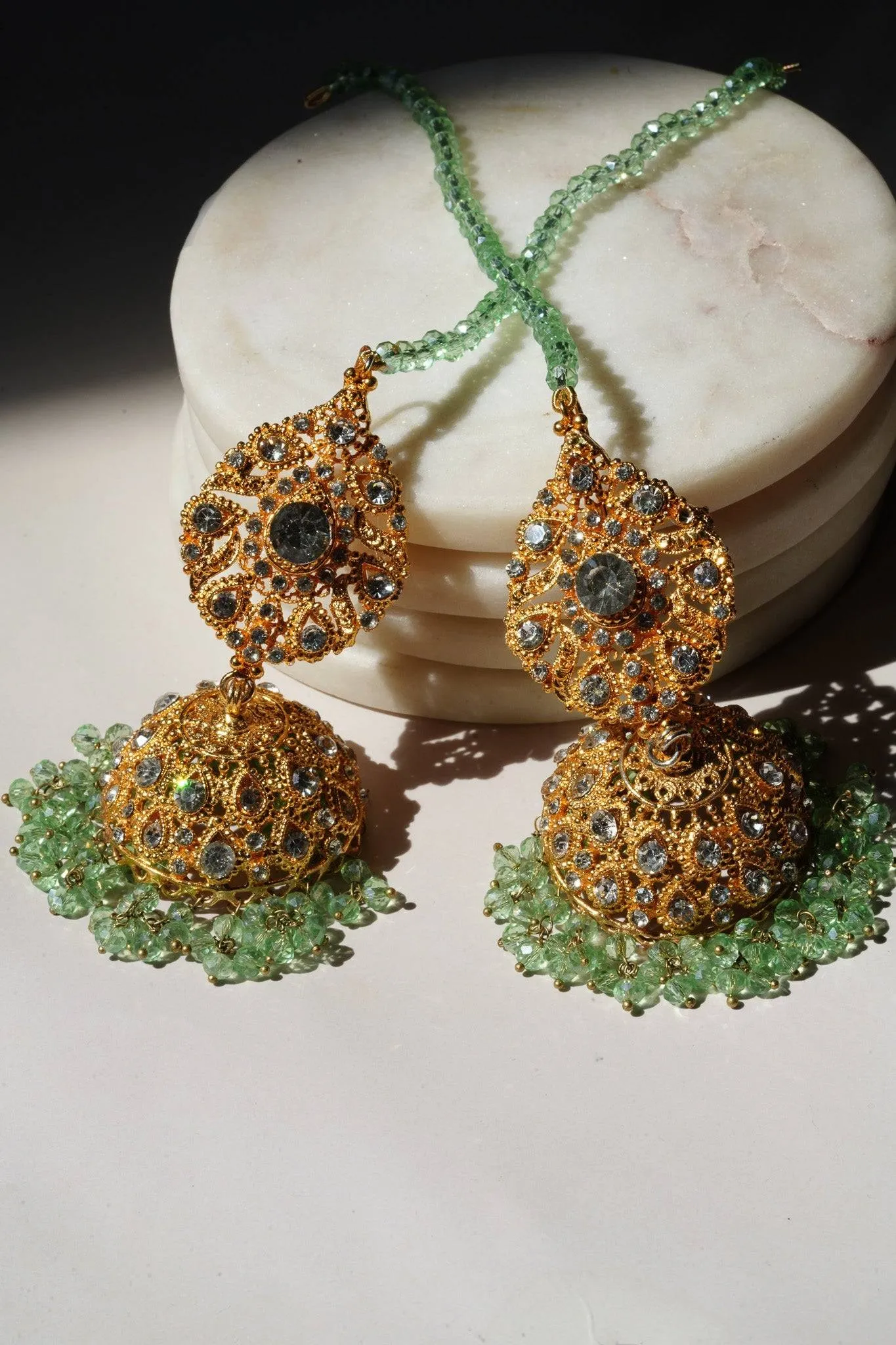 Tania - Lightweight Jhumka With Beaded Tana Chain