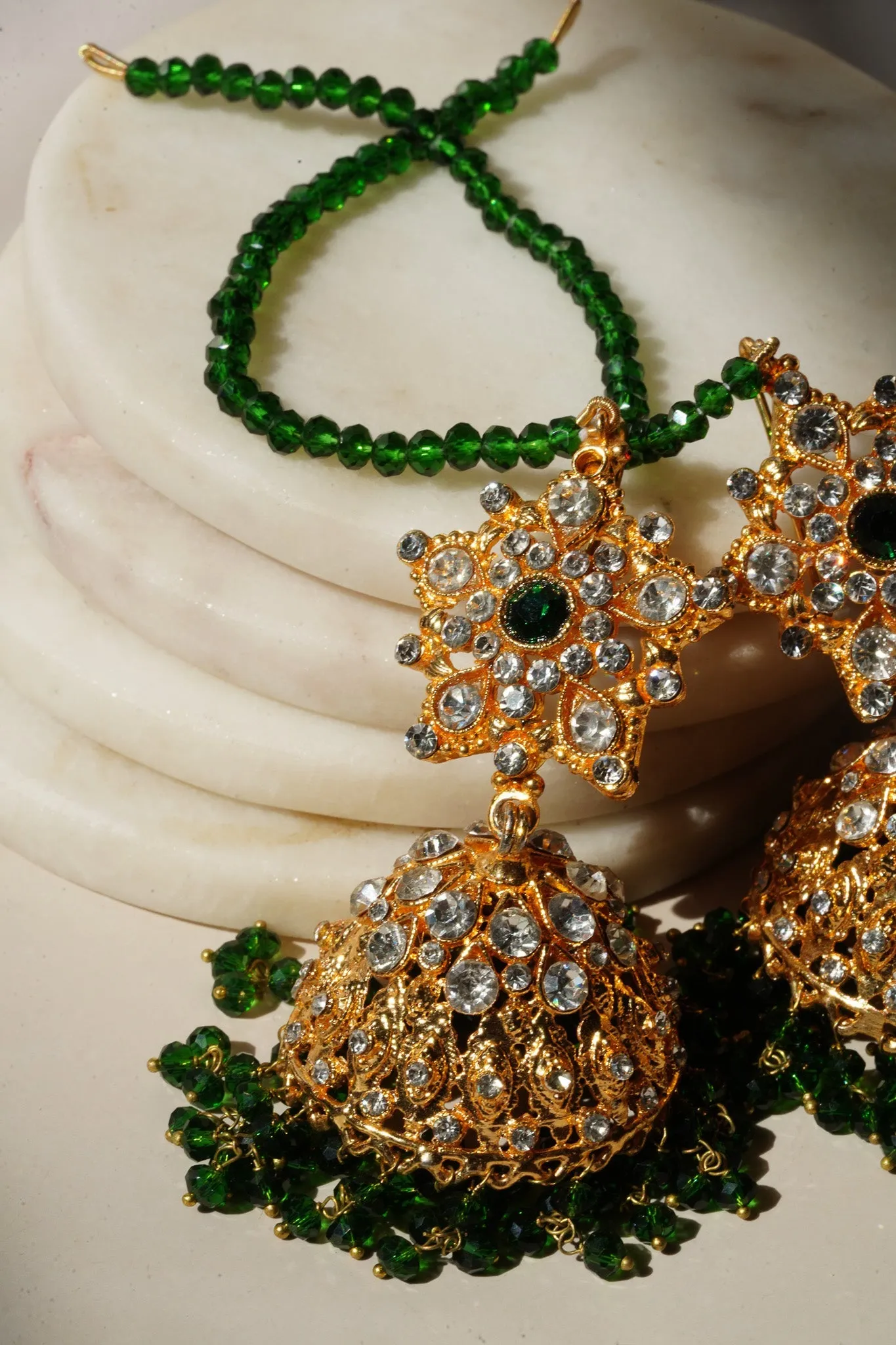 Tania - Lightweight Jhumka With Beaded Tana Chain
