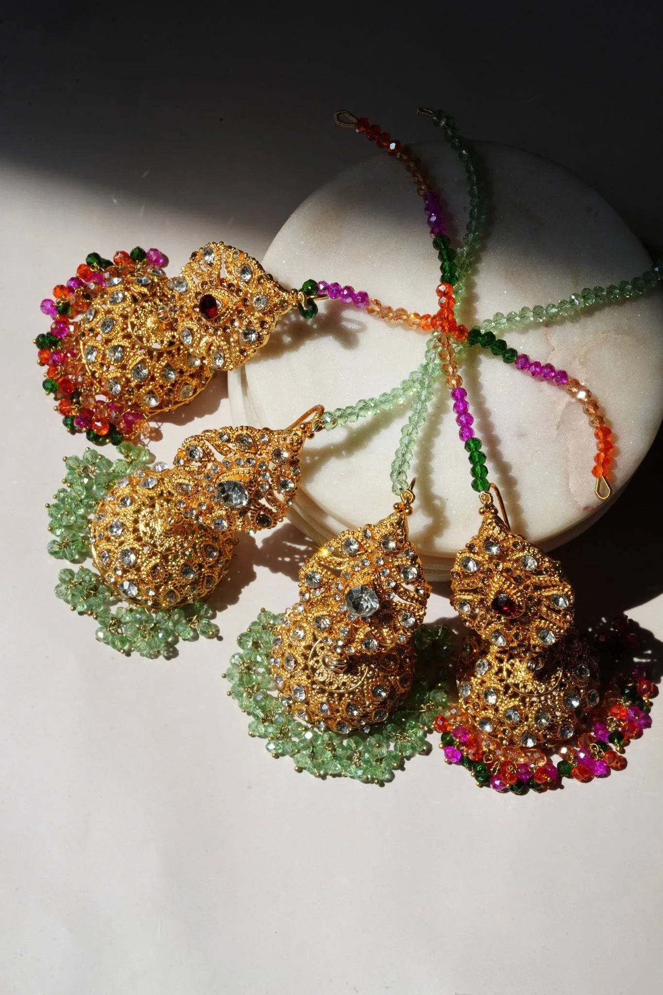 Tania - Lightweight Jhumka With Beaded Tana Chain
