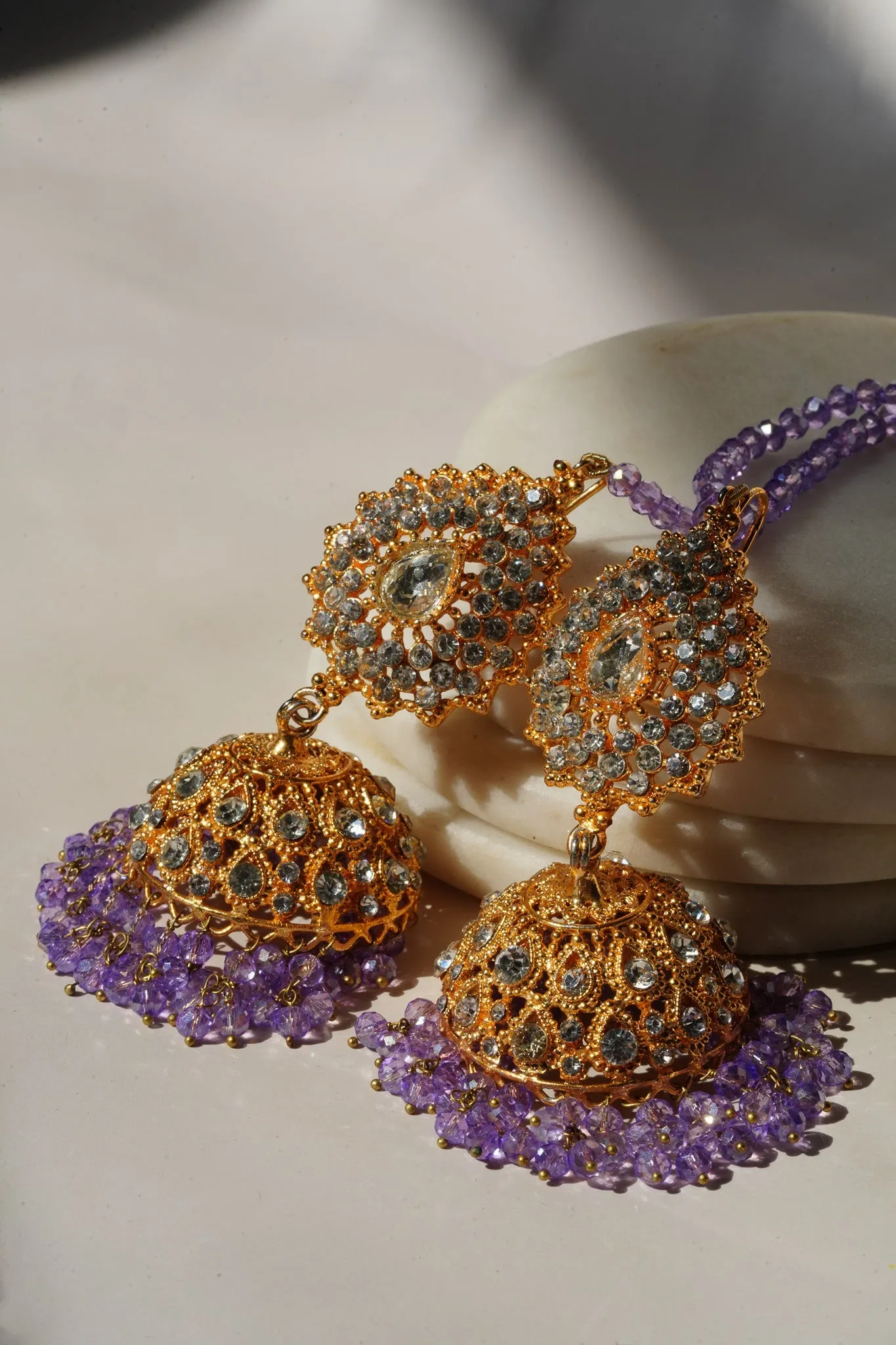 Tania - Lightweight Jhumka With Beaded Tana Chain