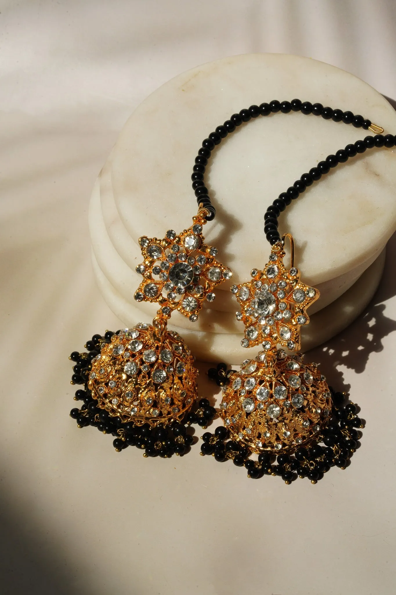 Tania - Lightweight Jhumka With Beaded Tana Chain