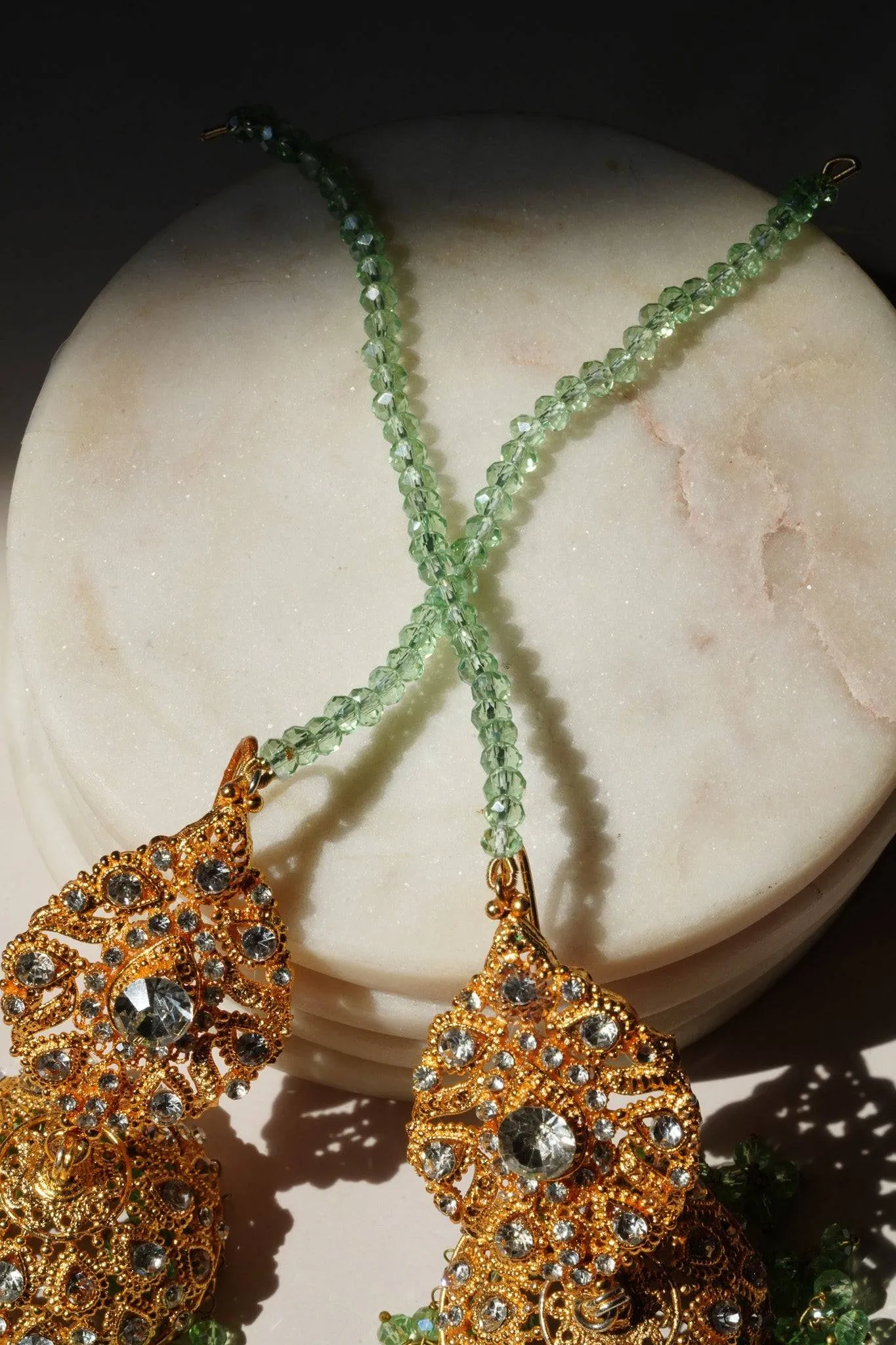 Tania - Lightweight Jhumka With Beaded Tana Chain