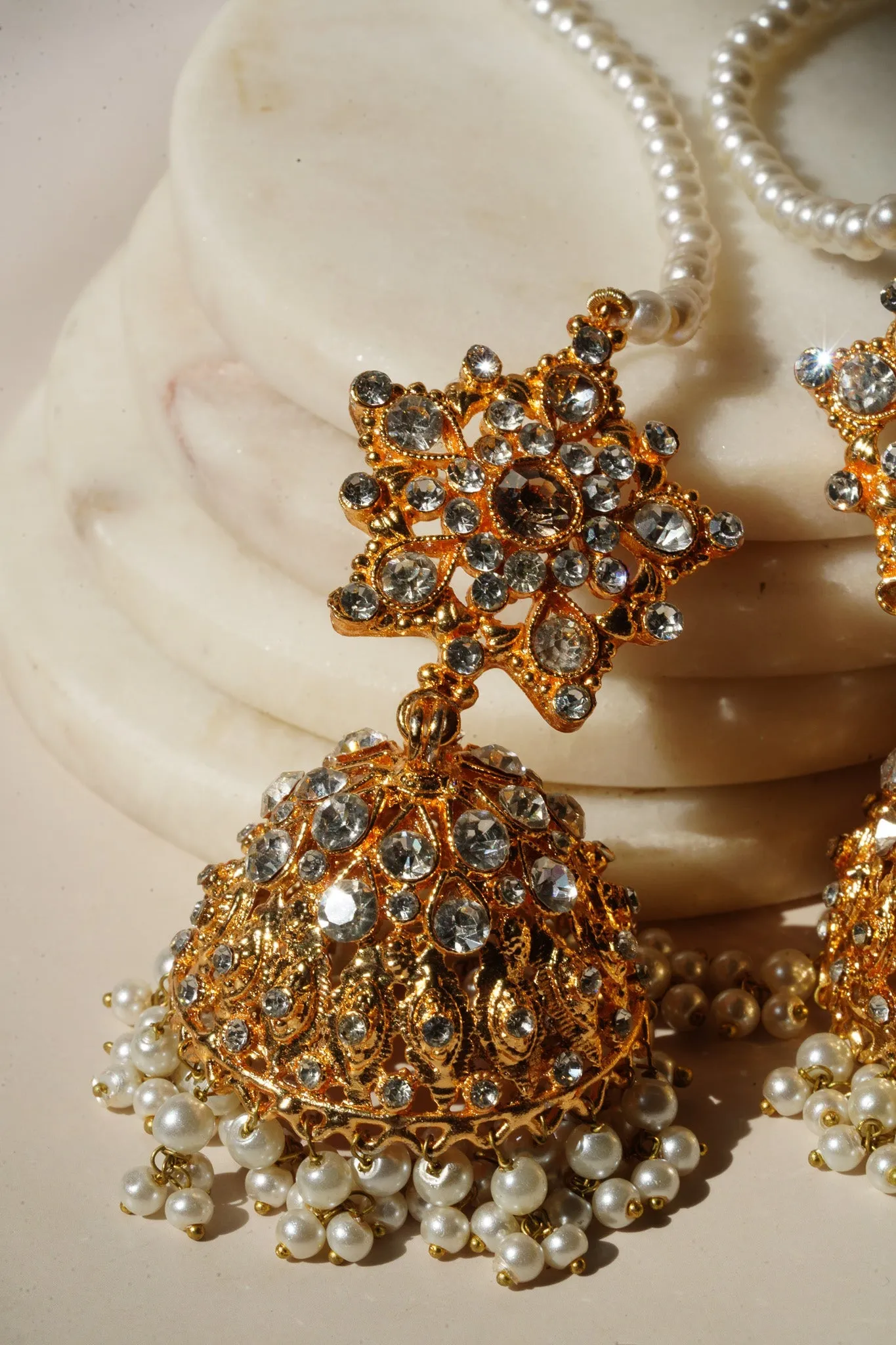 Tania - Lightweight Jhumka With Beaded Tana Chain