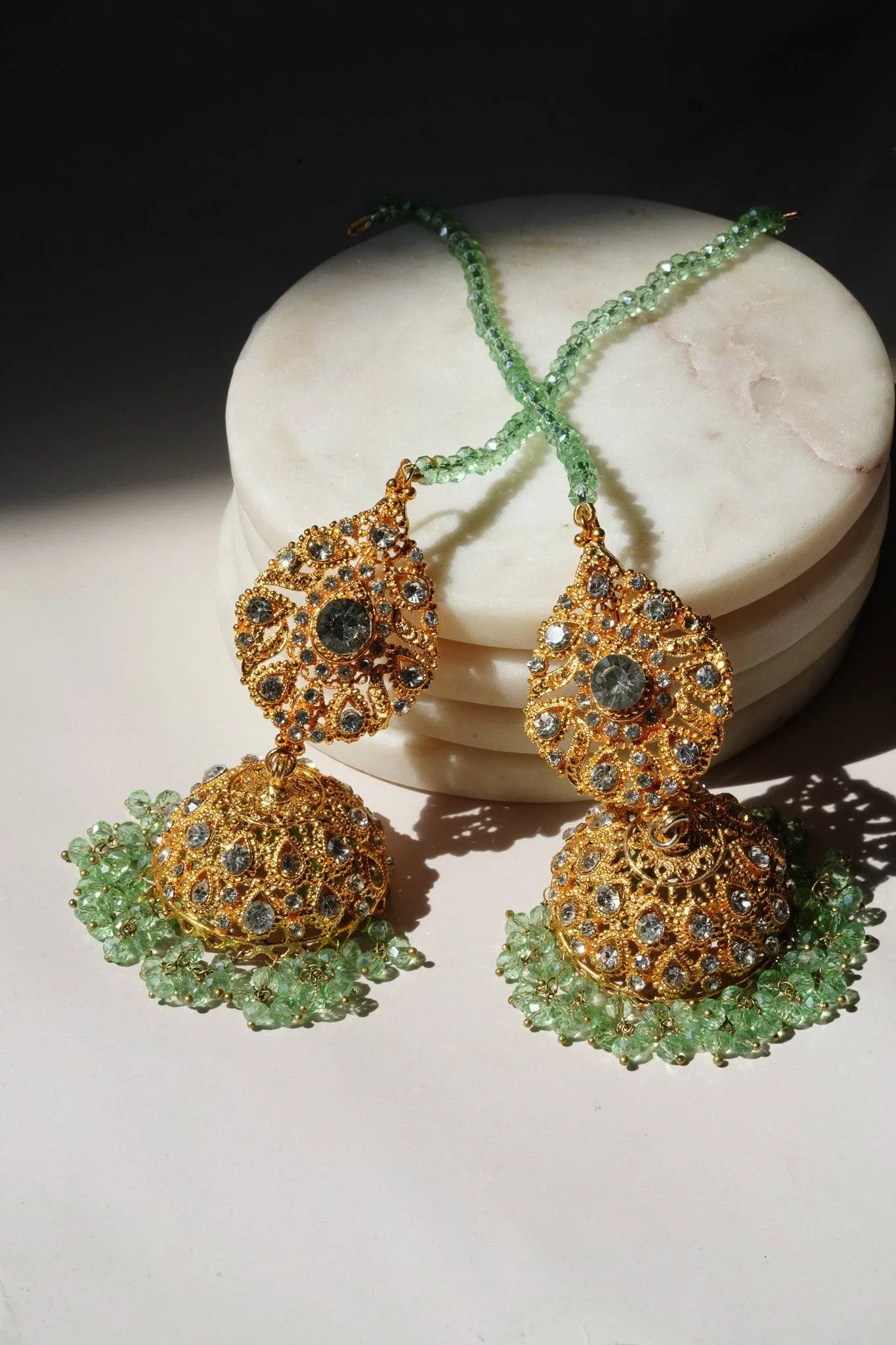 Tania - Lightweight Jhumka With Beaded Tana Chain
