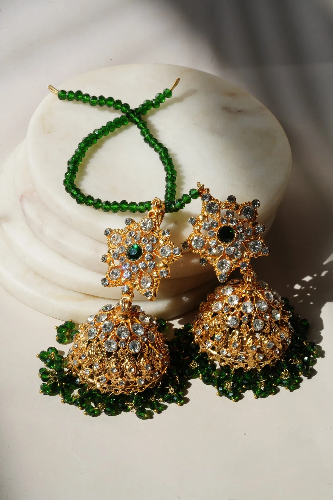Tania - Lightweight Jhumka With Beaded Tana Chain