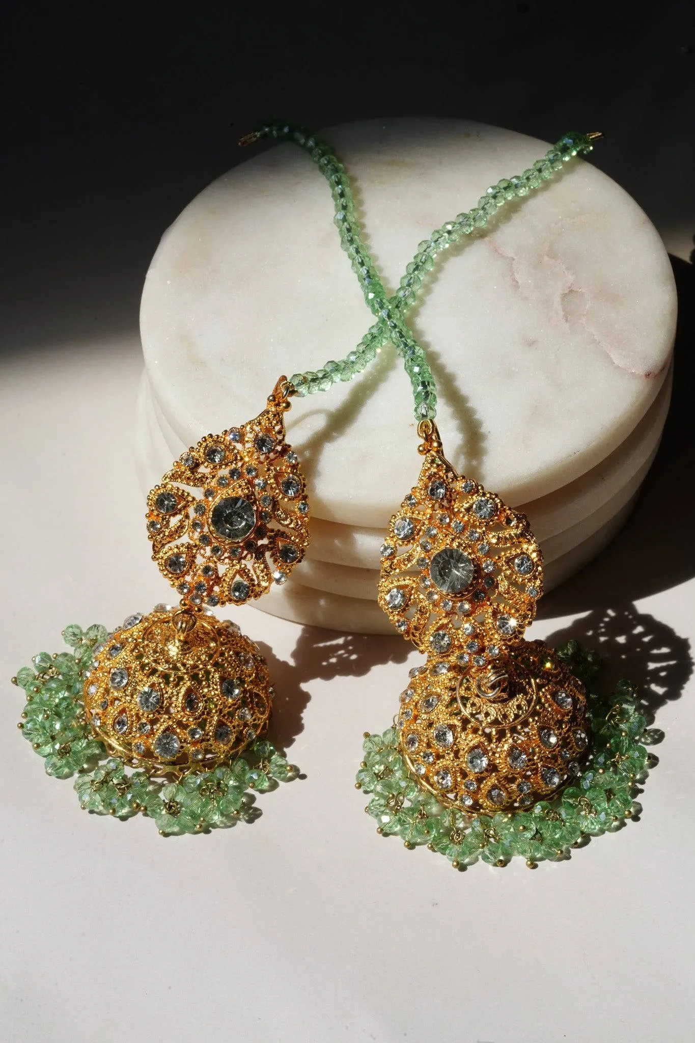 Tania - Lightweight Jhumka With Beaded Tana Chain