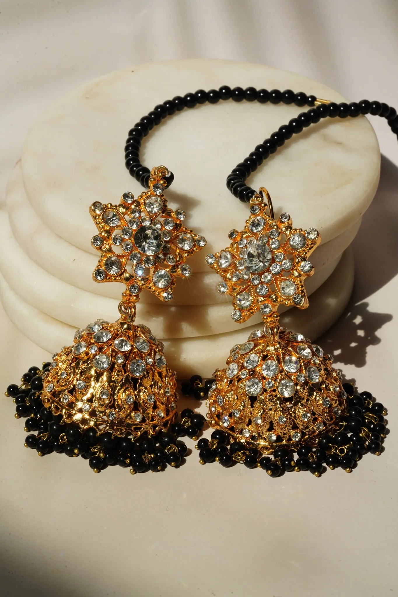 Tania - Lightweight Jhumka With Beaded Tana Chain