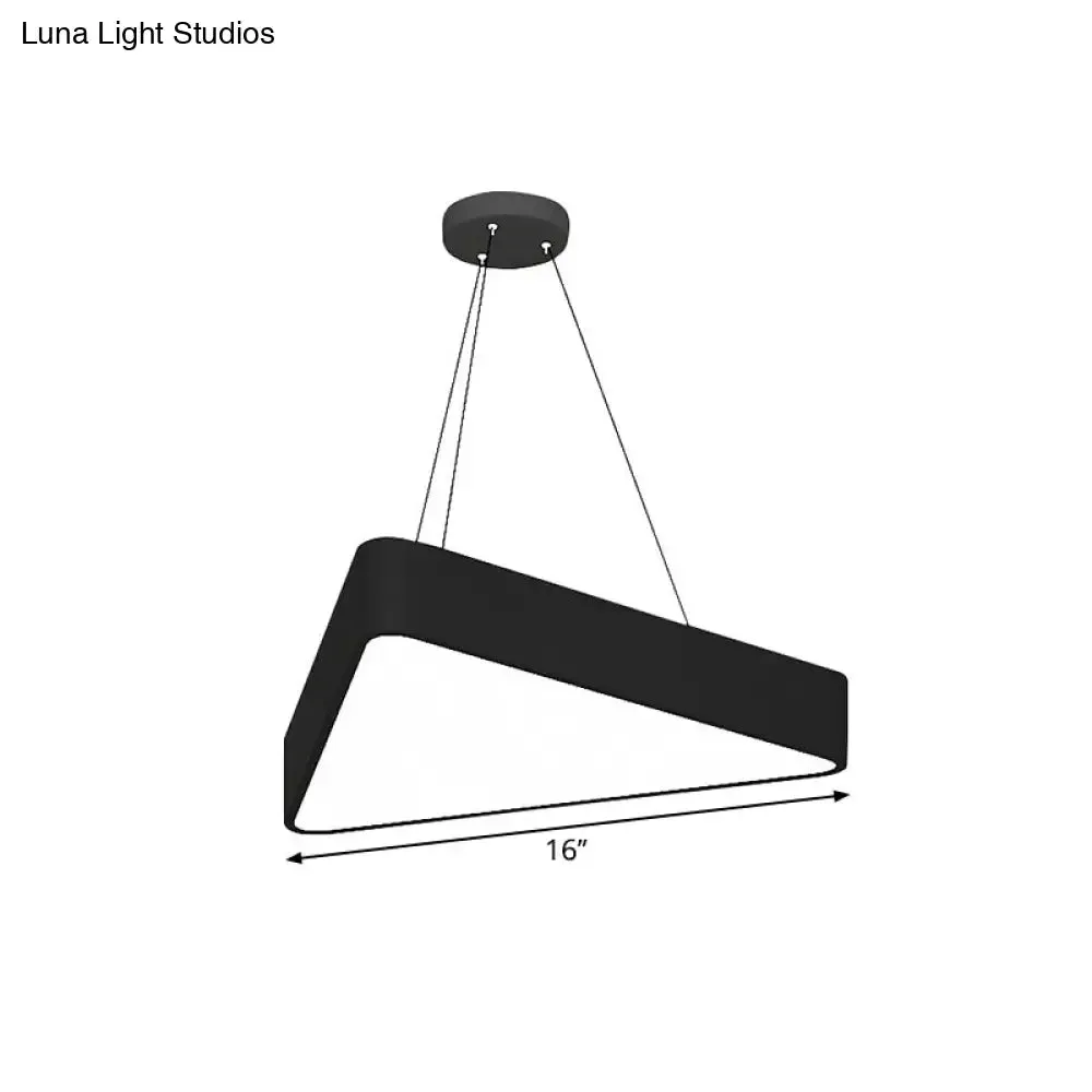 Triangle Cafe Pendant Lamp - Metal, LED Down Lighting, 16"/23.5" Wide, Black/White