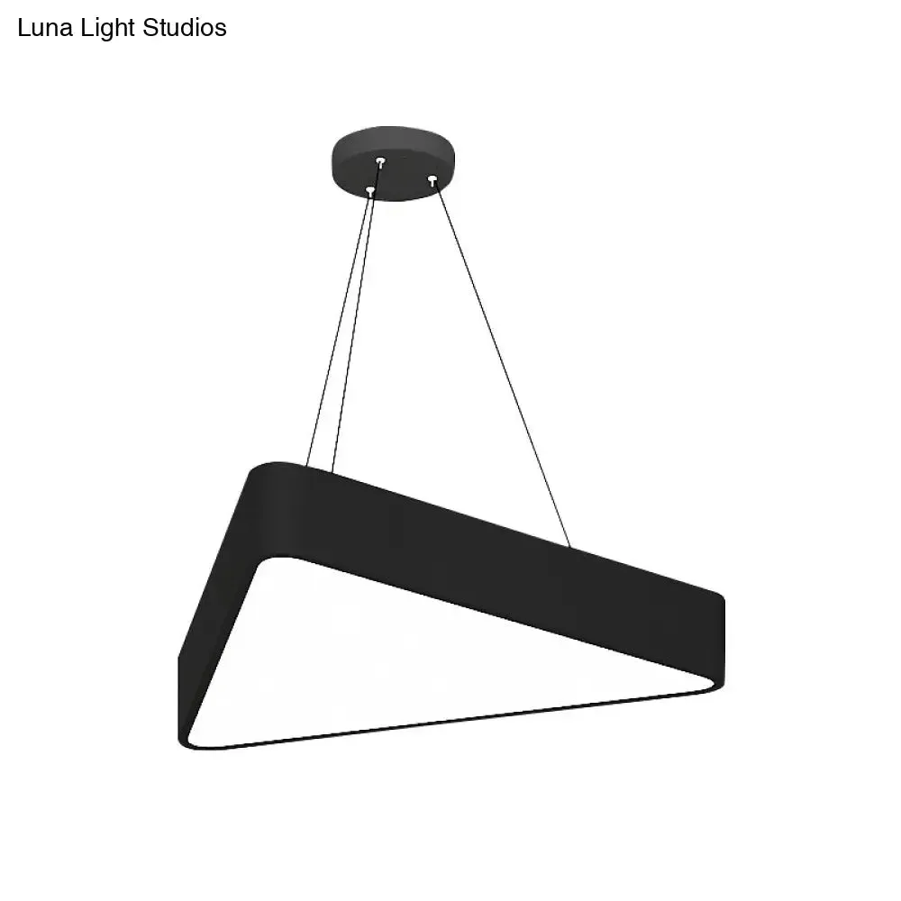 Triangle Cafe Pendant Lamp - Metal, LED Down Lighting, 16"/23.5" Wide, Black/White
