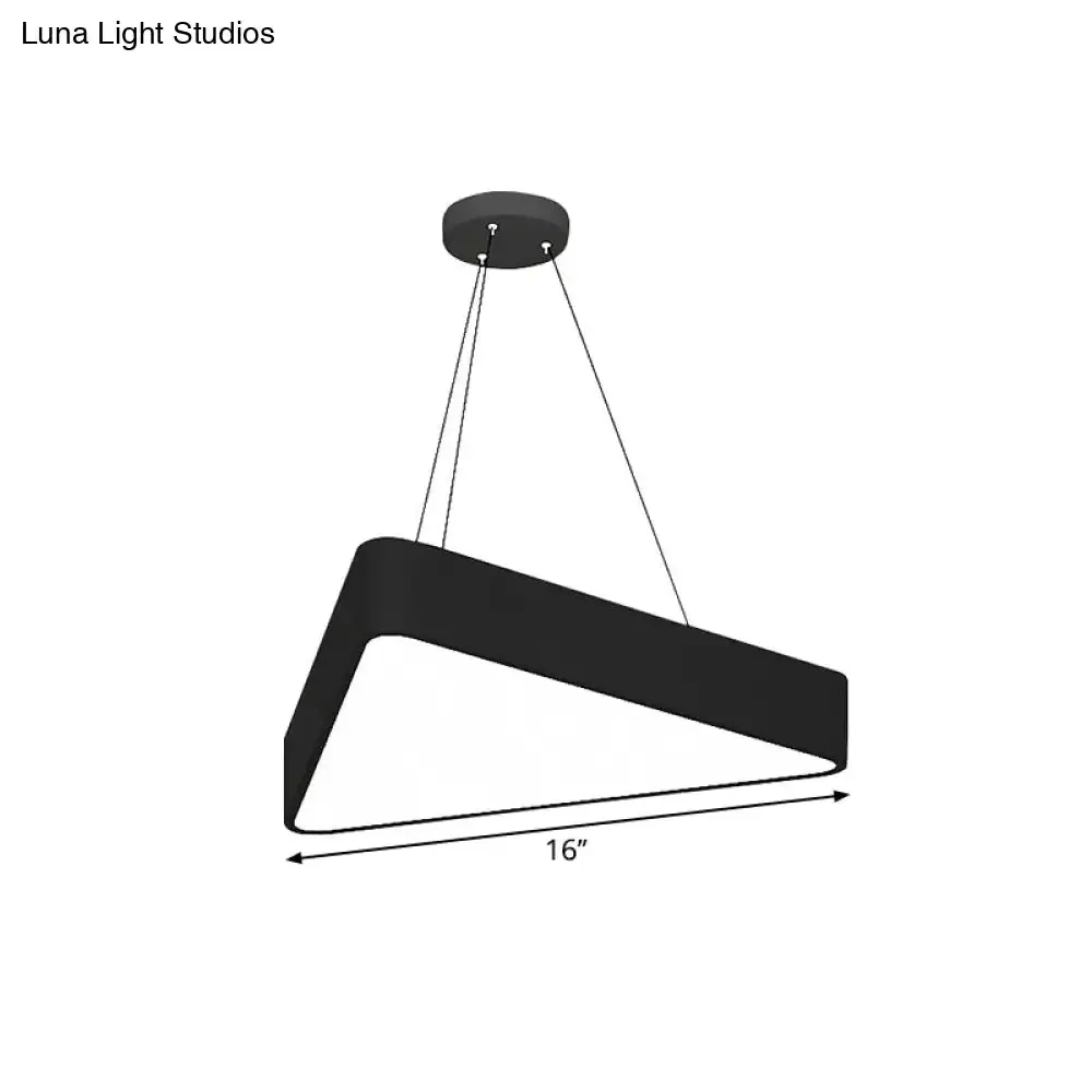 Triangle Cafe Pendant Lamp - Metal, LED Down Lighting, 16"/23.5" Wide, Black/White