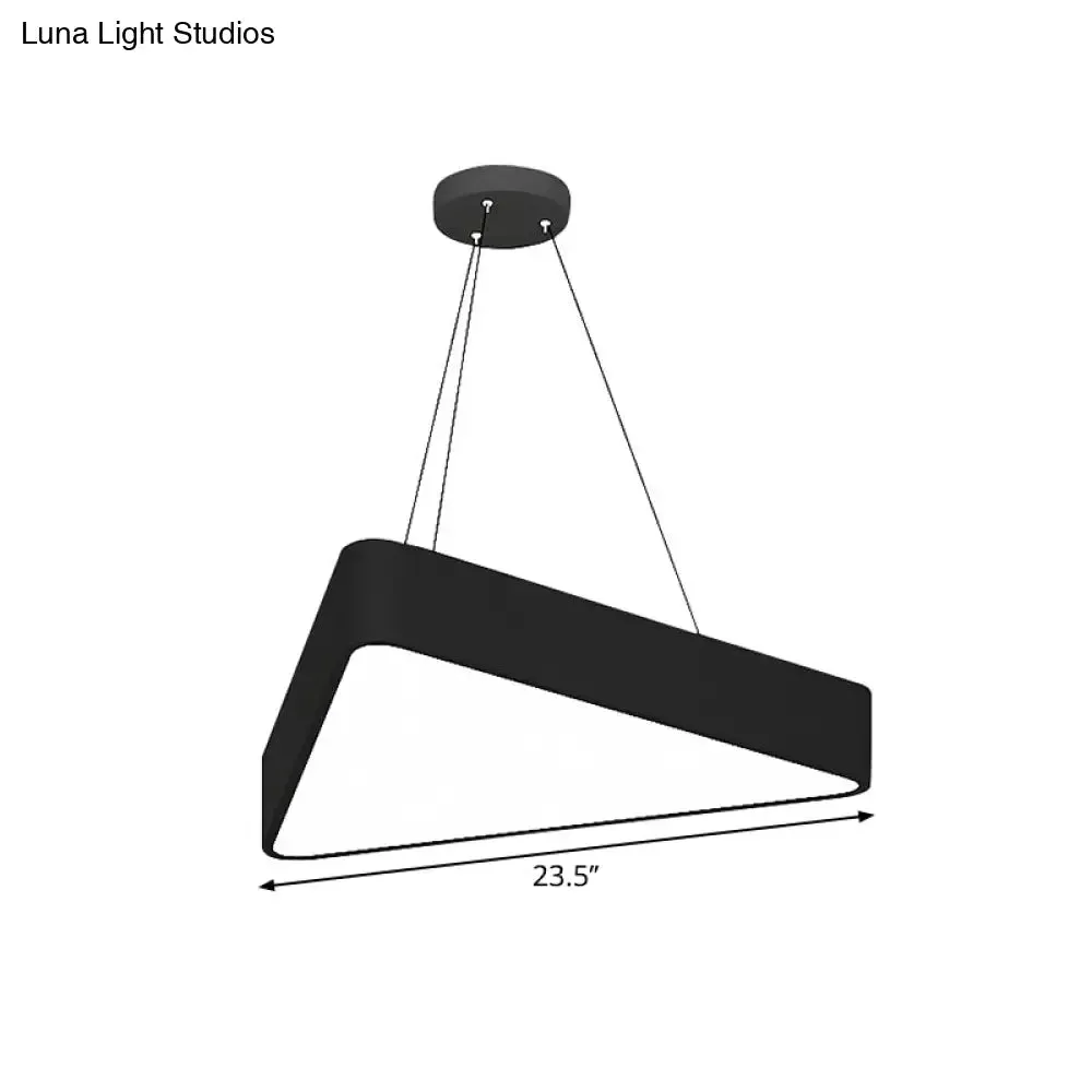 Triangle Cafe Pendant Lamp - Metal, LED Down Lighting, 16"/23.5" Wide, Black/White
