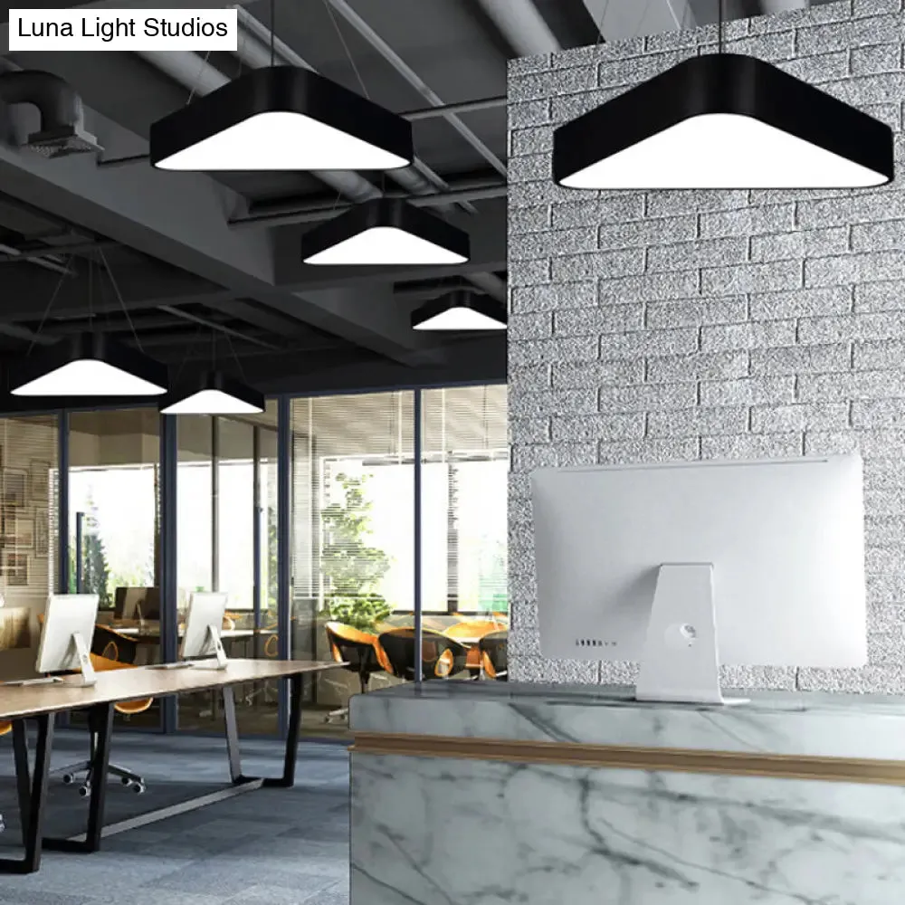 Triangle Cafe Pendant Lamp - Metal, LED Down Lighting, 16"/23.5" Wide, Black/White