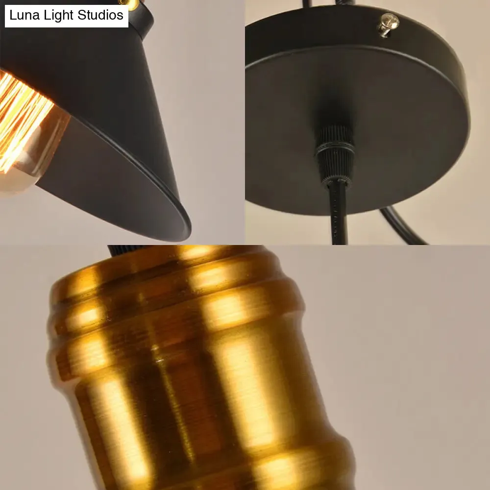 Vintage Cone Metal Ceiling Pendant Light - 1/2/3-Pack, Black, Stylish Design - 10"/12"/14" Width