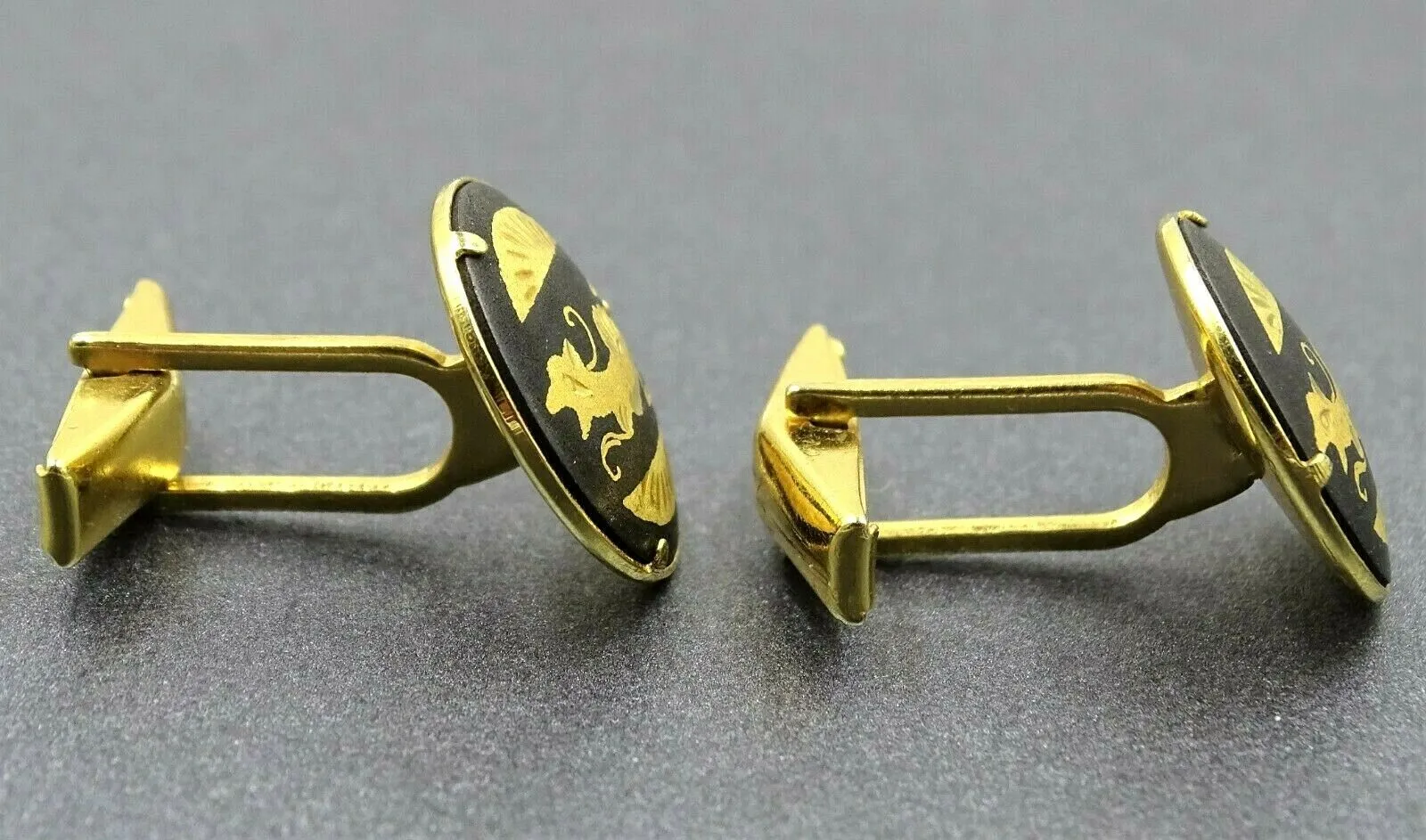 Vintage Gold Tone Dragon Cufflinks & Tie Slide