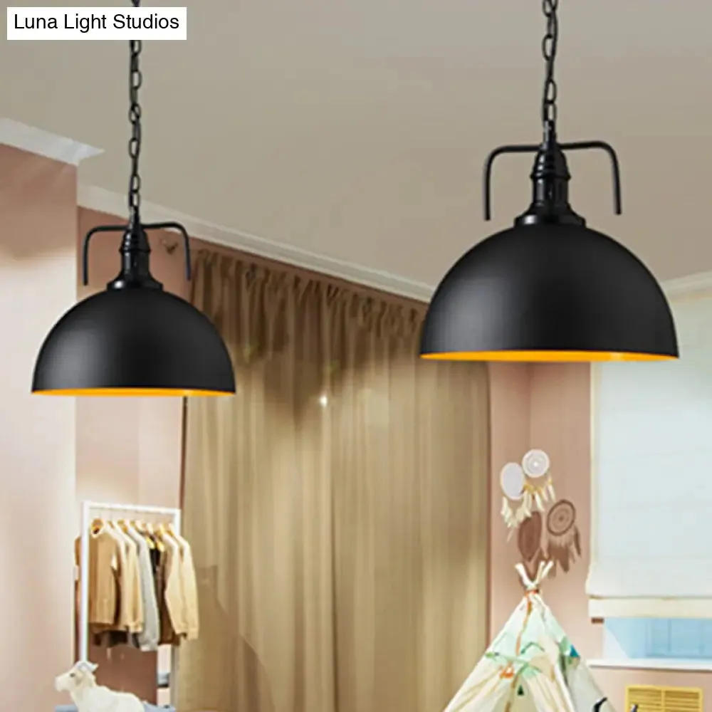Vintage Single-Bulb Metallic Pendant Light - Pot Cover Design - Restaurant Lighting Fixture
