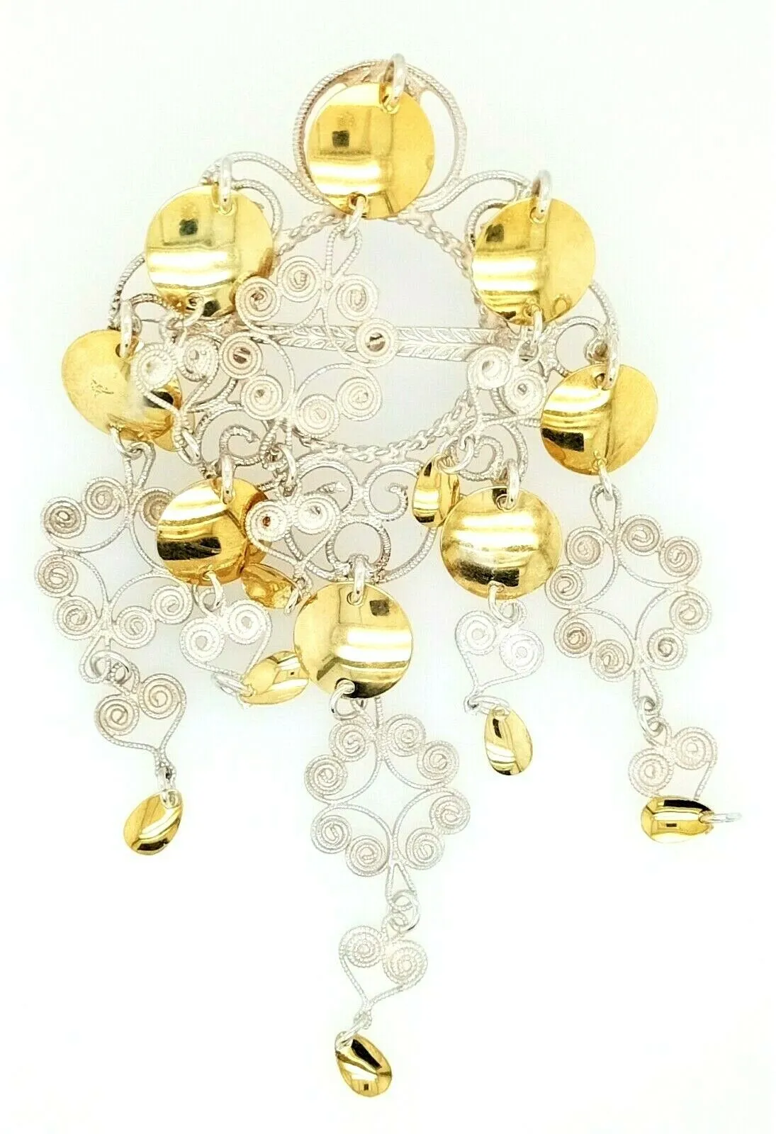 Vintage Solje Sterling Silver & Gold Plated Brooch