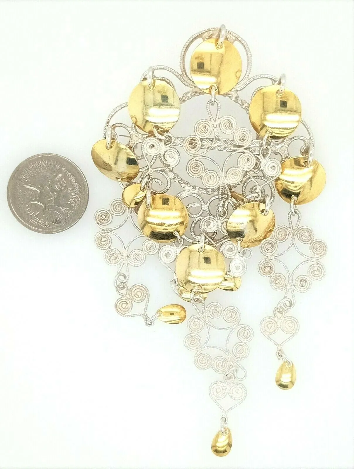 Vintage Solje Sterling Silver & Gold Plated Brooch