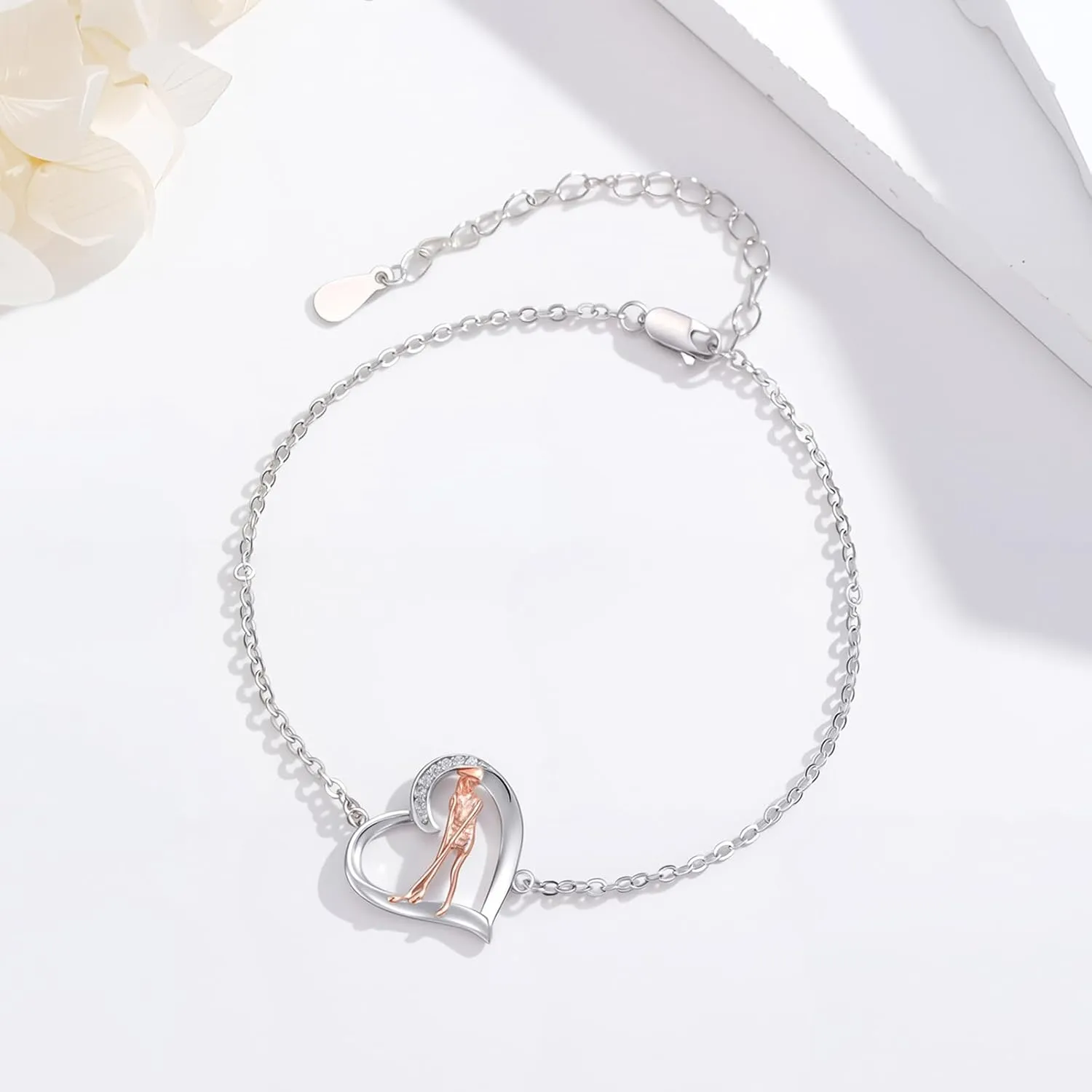 Volleyball/Tennis/Golf Bracelet 925 Sterling Sliver Heart Sports Bracelets Jewelry Gifts for Women Mom Lover Player
